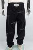 Black stone washing baggy jeans men
