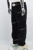 Black stone washing baggy jeans men