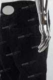 Black stone washing baggy jeans men