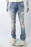Blue disdress paint splatters jeans menlogo