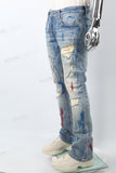 Blue disdress paint splatters jeans menlogo