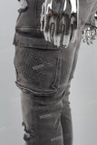 Grey cargo disdress jeans men logo