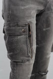 Grey cargo disdress jeans men logo