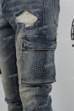 Blue cargo disdress jeans men