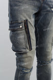 Blue cargo disdress jeans men