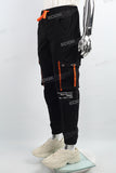 Black woven men cargo jogger pants