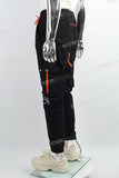 Black woven men cargo jogger pants