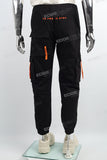 Black woven men cargo jogger pants