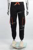 Black woven men cargo jogger pants