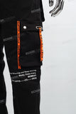 Black woven men cargo jogger pants