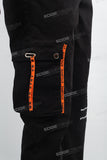 Black woven men cargo jogger pants