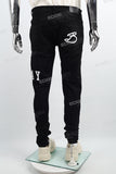 Black disdress screen print jeans men