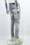 Blue screen print disdress jeans men