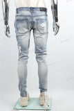 Blue screen print disdress jeans men