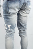 Blue screen print disdress jeans men
