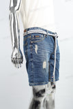 Blue disdress denim shorts men