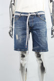 Blue disdress denim shorts men