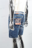 Blue disdress denim shorts men