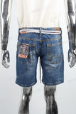 Blue disdress denim shorts men