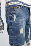 Blue disdress denim shorts men