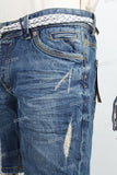 Blue disdress denim shorts men