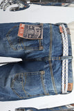 Blue disdress denim shorts men
