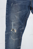 Blue disdress ripped patchwork jeans men
