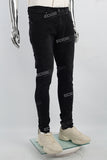 Print Embroidery Black Men Jeans