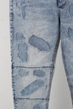 Cut Patch Button Legs Skinny Jeans