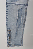 Cut Patch Button Legs Skinny Jeans
