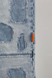Cut Patch Button Legs Skinny Jeans