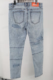 Cut Patch Button Legs Skinny Jeans
