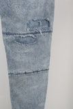 Cut Patch Button Legs Skinny Jeans