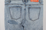 Cut Patch Button Legs Skinny Jeans