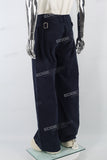 Navy Strap Baggy Jeans