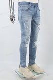 Blue Patch Ripped Skinny Jeans