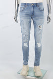 Blue Patch Ripped Skinny Jeans