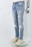 Blue Patch Ripped Skinny Jeans