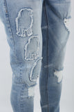 Blue Patch Ripped Skinny Jeans