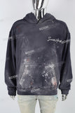Royal Blue Distressed Embroidered Hoodies