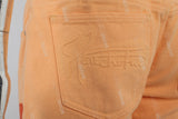 Light Orange Torn Embroidered Denim Shorts