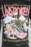 Black Skull Angel Print T-shirt