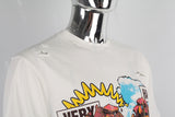 White Heavy Metal Print T-shirt