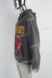 Grey Distressed Washed Skull Print Men's Hoodies
