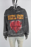 Grey Distressed Washed Skull Print Men's Hoodies