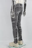 Grey Print Ripped Mans Skinny Jeans