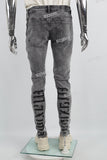 Grey Print Ripped Mans Skinny Jeans
