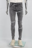 Grey Print Ripped Mans Skinny Jeans