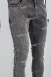 Grey Print Ripped Mans Skinny Jeans
