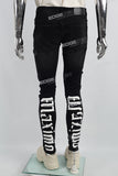 Black Print Ripped Mans Skinny Jeans